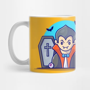 Cute Dracula In Graveyard Cartoon Vector Icon Illustration Mug